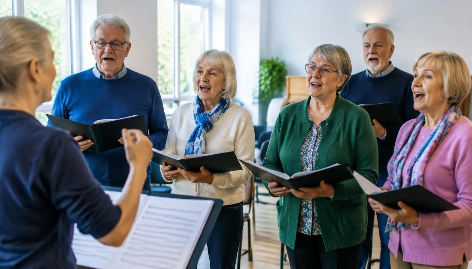 Ältere Menschen singen gemeinsam in einem Chor